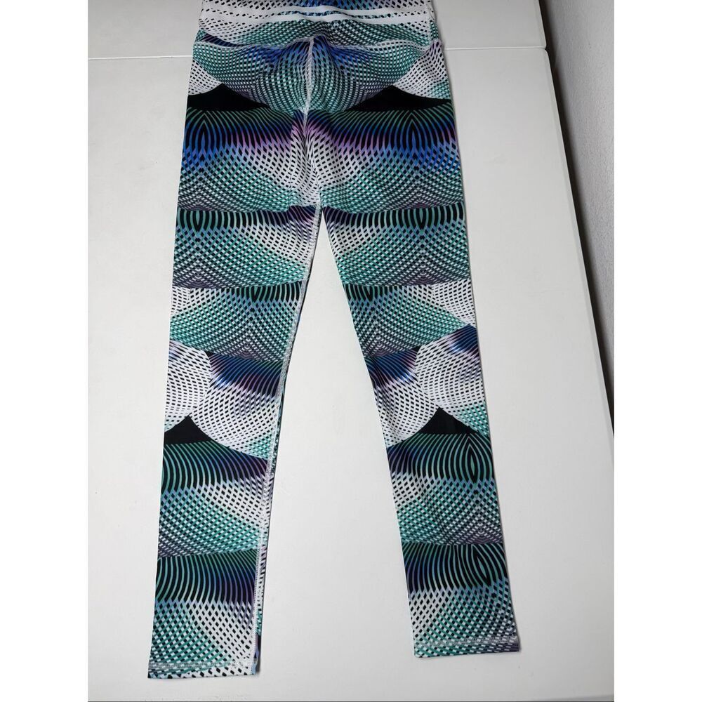 Women’s Yoga Pants Size L High Waist Leggings Multicolor Abstract Print - Picture 6 of 8